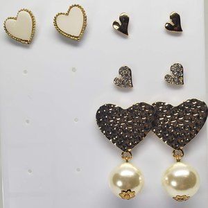 Golden Heart Earrings Lot of 4